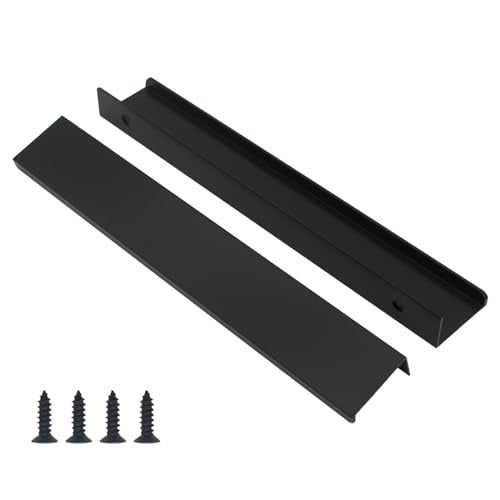 HANIHUA 10 Pack Black Finger Pulls for Cabinets 160mm63inch Hole Centers Modern Edge Pulls Kitchen Cabinet Handles Drawer Tabs Pull Hardware Aluminum - Image 1