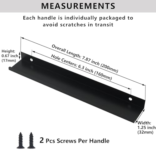 HANIHUA 10 Pack Black Finger Pulls for Cabinets 160mm63inch Hole Centers Modern Edge Pulls Kitchen Cabinet Handles Drawer Tabs Pull Hardware Aluminum - Image 3