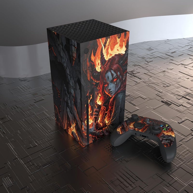 ملصقات فينيل مخصصة من لجهاز Xbox Series X، ملصقات تغليف ديكال لأجهزة Xbox Series X ووحدة التحكم - Flame Envoy - Image 4