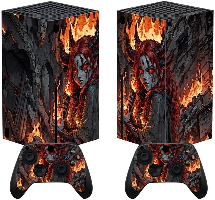 ملصقات فينيل مخصصة من لجهاز Xbox Series X، ملصقات تغليف ديكال لأجهزة Xbox Series X ووحدة التحكم - Flame Envoy - Image 1