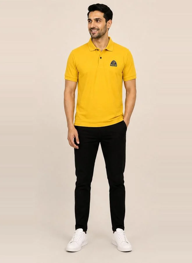 تايك تو Yellow Falcon Logo Short Sleeves Polo T-Shirt By Falcon