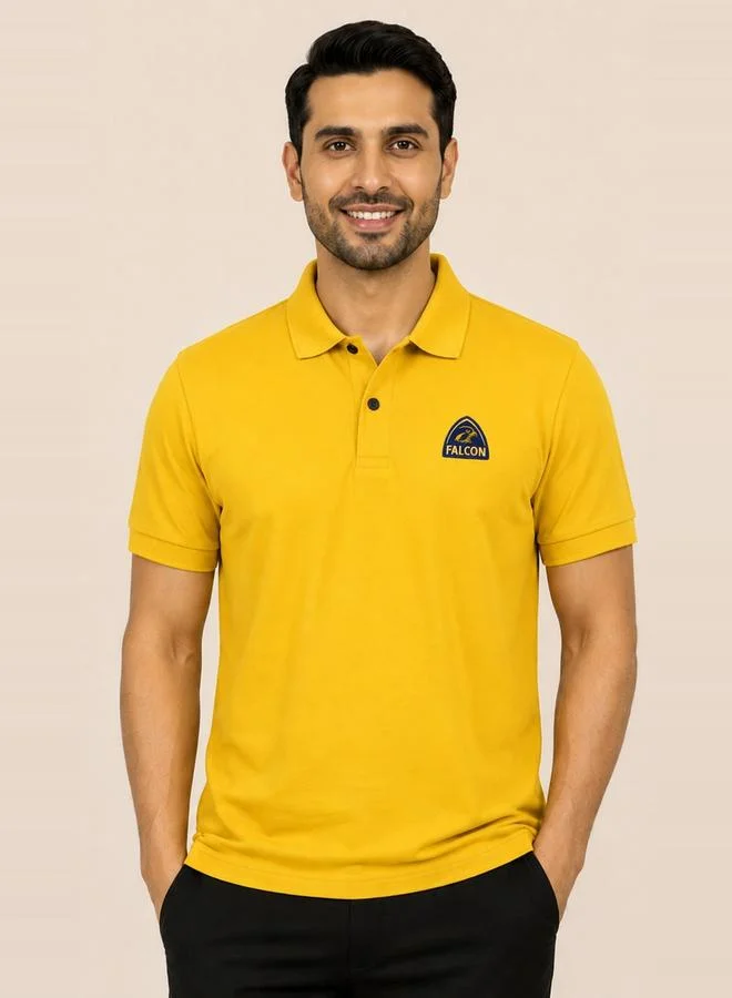 تايك تو Yellow Falcon Logo Short Sleeves Polo T-Shirt By Falcon