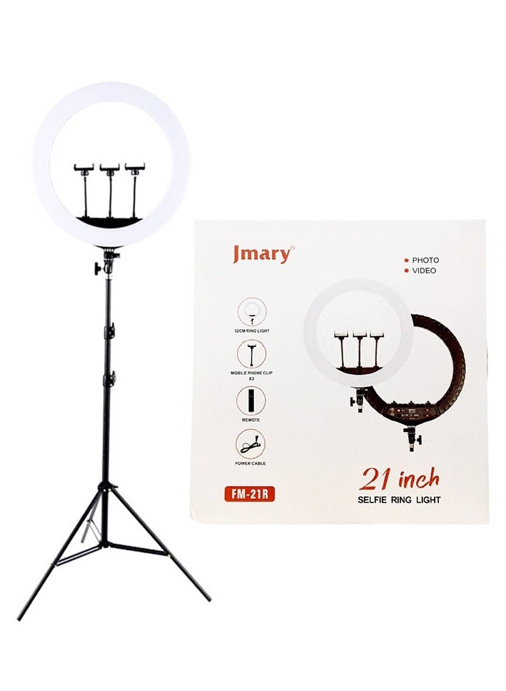 Jmary Jmary 21 Inch Ring Light Tripod Stand with 3 Phone Brackets Soft LED Ring Light with Remote - Image 2