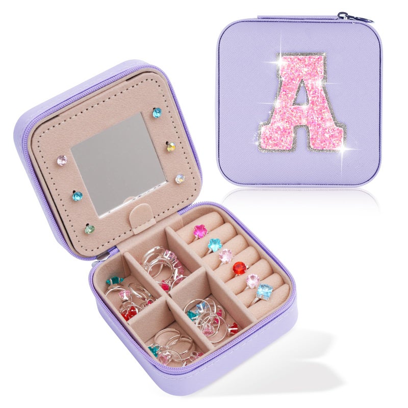 Uygafly Christmas Gifts for Teens Girls - Gifts for Teen Girl Trendy Stuff,Birthday Gifts for 5 6 7 8 9 10 11 12 13 14 15 Year Old Girls,Cute Travel Jewelry Case Small Box | Lavender,A - Image 1
