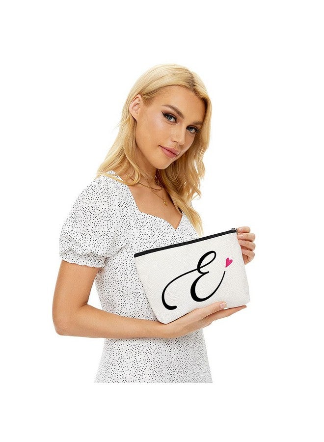 BLUE LEAVES E Initial Monogram Personalized Travel Makeup Bagcosmetic Bag Gifts With Zipper Waterproof(Makeup Bagletter E)  - Image 2