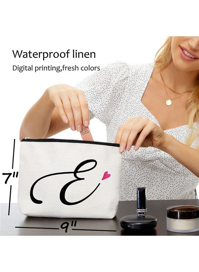 BLUE LEAVES E Initial Monogram Personalized Travel Makeup Bagcosmetic Bag Gifts With Zipper Waterproof(Makeup Bagletter E)  - Image 5