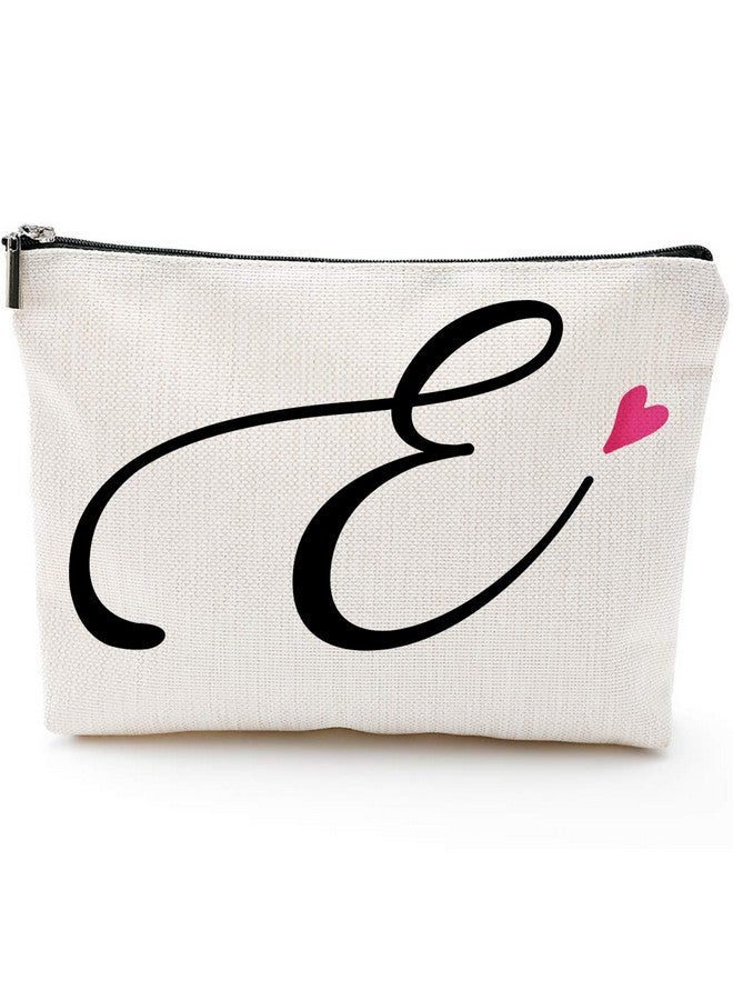 BLUE LEAVES E Initial Monogram Personalized Travel Makeup Bagcosmetic Bag Gifts With Zipper Waterproof(Makeup Bagletter E)  - Image 1