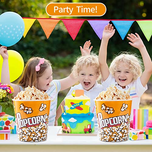 RAYMEA Plastic Popcorn Containers Retro Style Reusable Popcorn Buckets for Movie Night 7.1”x7.1”x5.1” - 4 Pack… - Image 3