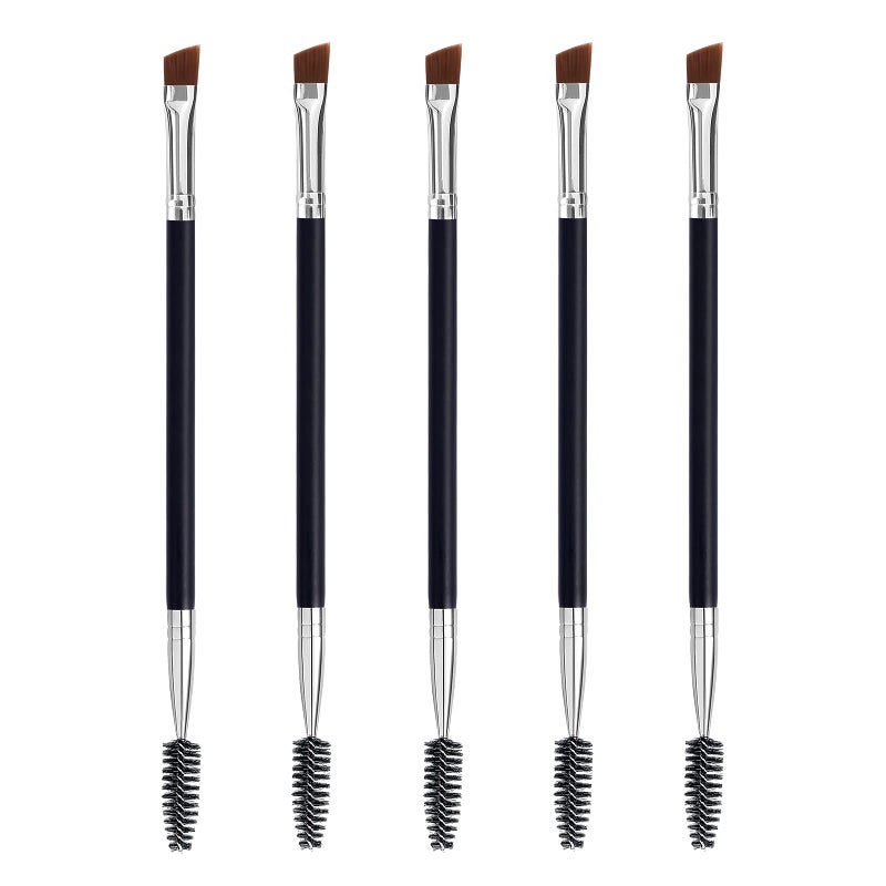 Duo Eyebrow Brush  Angled Brush Spoolie Eyelash Comb 5 Pcs