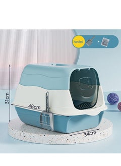 Generic Cat litter box with lid, enclosed cat toilet, removable cat litter box with front door, pet accessories that can isolate odors and prevent cat litter from splashing, suitable for kittens (Blue)  - Image 2