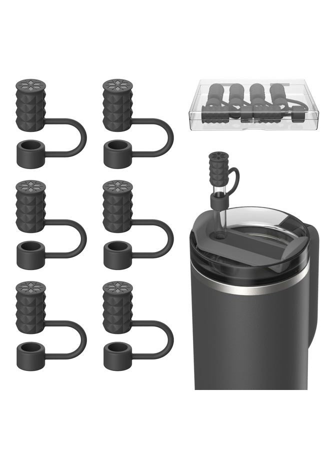 VOGOGE 6 Pcs Straw Covers Caps, 0.4in/10mm Straw Toppers for Stanley Cup 30/40 oz, Black - Image 1