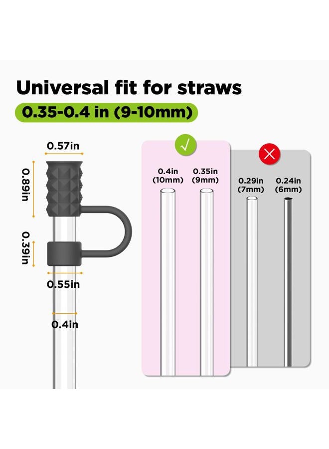 VOGOGE 6 Pcs Straw Covers Caps, 0.4in/10mm Straw Toppers for Stanley Cup 30/40 oz, Black - Image 2