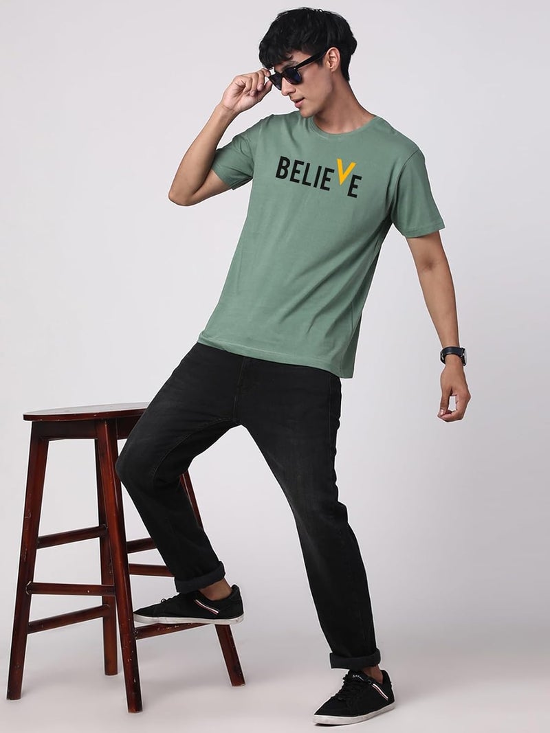 ADRO Men's Cotton Printed T-Shirt in Pista Green - Image 4