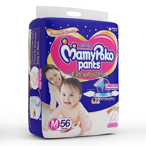 MamyPoko Mamy Poko Pants Extra Absorb Medium Size Diaper Pants (Pack of 56) - Image 4