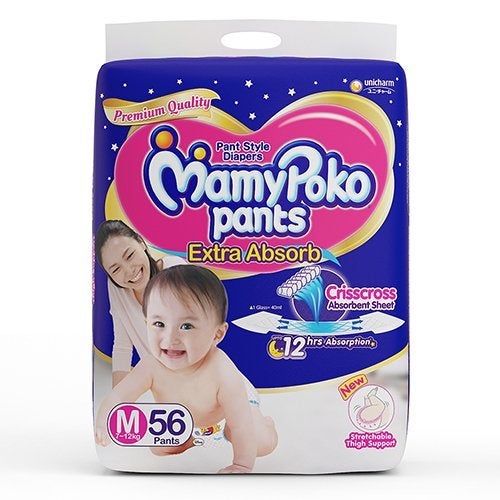MamyPoko Mamy Poko Pants Extra Absorb Medium Size Diaper Pants (Pack of 56) - Image 3