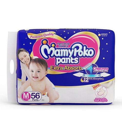 MamyPoko Mamy Poko Pants Extra Absorb Medium Size Diaper Pants (Pack of 56) - Image 1