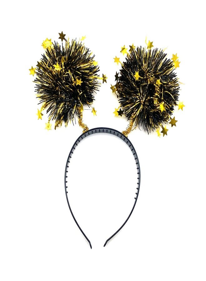 Dzrige Happy New Year Headband with Star Boppers & Gold Tinsel, Glitter New Years Head Boppers Headband for New Year Carnival Party Props Decoration - Image 5