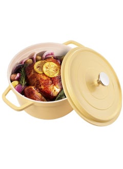 Arabest 2.75L Multifunctional Enamel Pot, Thickened Stew Pot, Family Kitchen Multifunctional Non-Stick Twin Ear Stock Pot, Yellow  - Image 1
