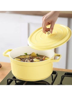 Arabest 2.75L Multifunctional Enamel Pot, Thickened Stew Pot, Family Kitchen Multifunctional Non-Stick Twin Ear Stock Pot, Yellow  - Image 3