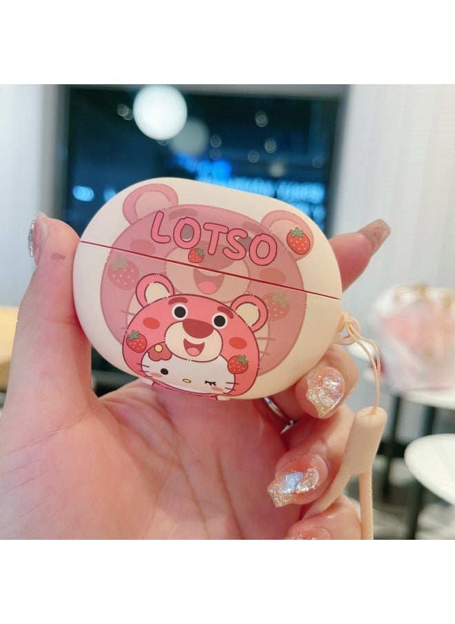 Generic - For HuaweiFreebuds Pro3/2 Cartoon Animation Se3/4i/5i/Pro Bluetooth Earphone Case Protective Cover-Color:Frosted Earphone CaseStrawberry BearWith Lanyard-Model:For HuaweiFreebuds 4/4e (protective Case) - Image 1