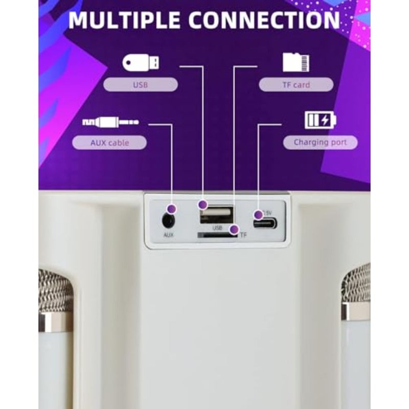 Portable Bluetooth Speaker with s for Home Party, Karaoke Machine Speaker with Wireless s PA System, Supports TF/USB, AUX in - Image 4