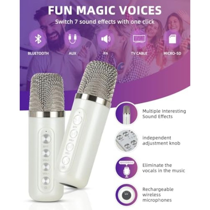 Portable Bluetooth Speaker with s for Home Party, Karaoke Machine Speaker with Wireless s PA System, Supports TF/USB, AUX in - Image 2
