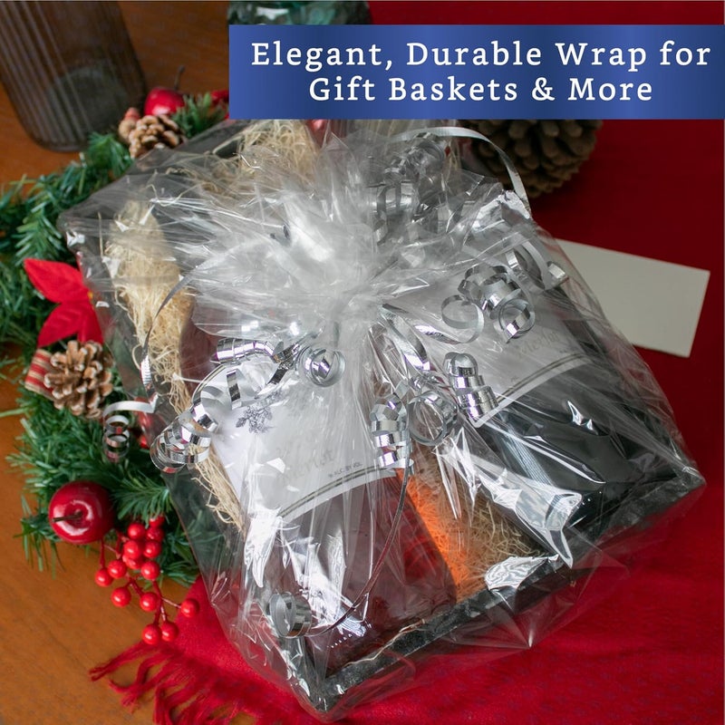 FIESTA WRAPS 220 ft Clear Cellophane Wrap Roll (31.5 in x 220 ft) - Cellophane Roll - Clear Wrapping Paper to Wrap Gift Baskets - Gift Basket Wrapping Supplies - Papel Celofán Transparente - Image 5