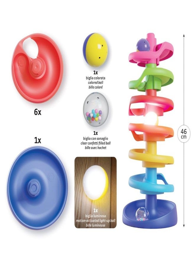 Quercetti: Spiral Tower Brightball - 10pc Swirling 3 Ball Run Toy, Light-Up Ball, Colorful Stacking, Interactive Building Play, Baby & Toddlers 1+ - Image 3