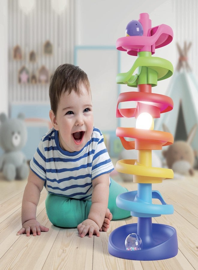Quercetti: Spiral Tower Brightball - 10pc Swirling 3 Ball Run Toy, Light-Up Ball, Colorful Stacking, Interactive Building Play, Baby & Toddlers 1+ - Image 2
