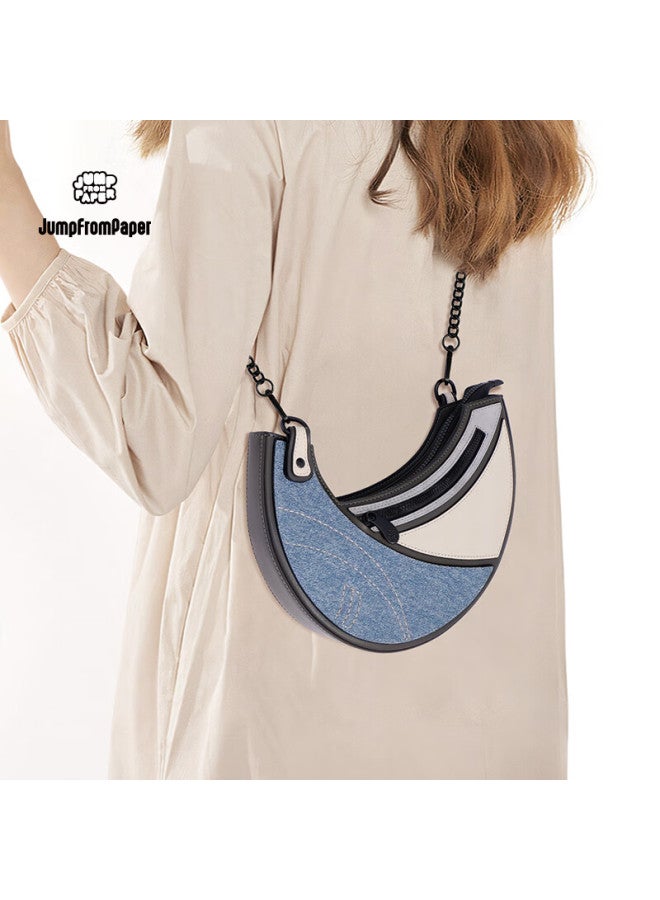 Jumpfrompaper [new Year Gift] Crescent Bag, Underarm Bag, Crossbody Bag, Shoulder Bag, Birthday Gift Bag Blue - Image 3