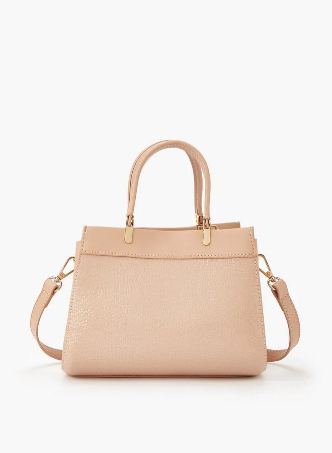 Flora Bella By Shoexpress Textured Tote Bag with Double Handle and Zip Closure