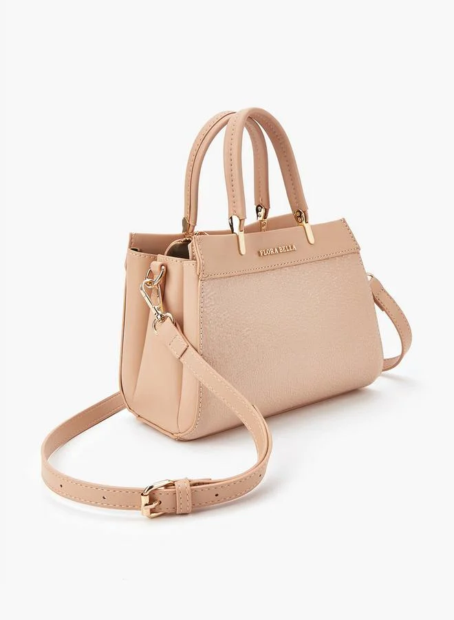 Flora Bella By Shoexpress Textured Tote Bag with Double Handle and Zip Closure