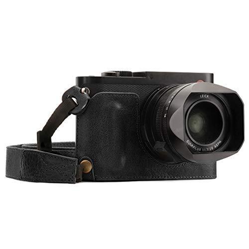 Megagear MG1400 Leica Q-P, Q (Typ 116) Ever Ready Genuine Leather Camera Half Case and Strap, with Battery Access, Black - Image 1