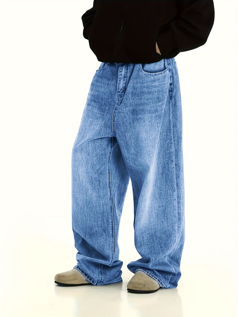 Men'S Loose Wide-Leg Jeans Boyfriend Jeans Unisex Y2K - Image 3