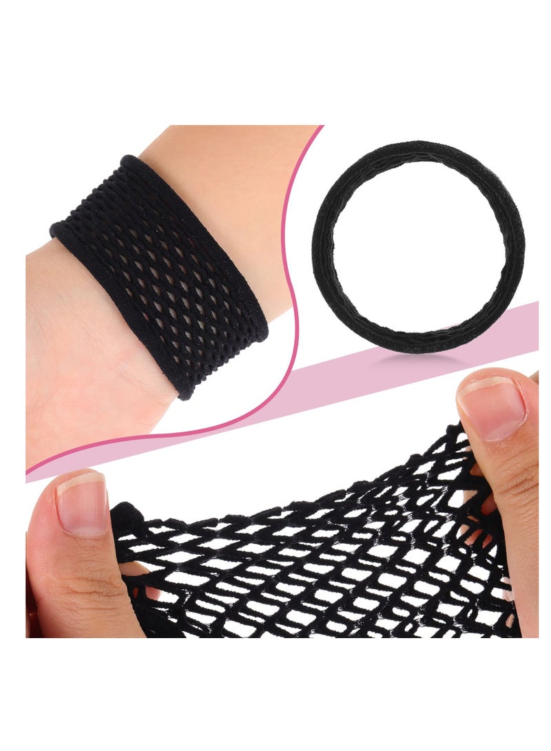 SYOSI 20 قطعة من ربطات الشعر الكبيرة المصنوعة من القطن المطاطي، ربطات شعر سوداء شبكية سميكة مجوفة من القطن المطاطي، ربطات شعر رياضية شبكية للشعر الكثيف والثقيل والمجعد - Image 4