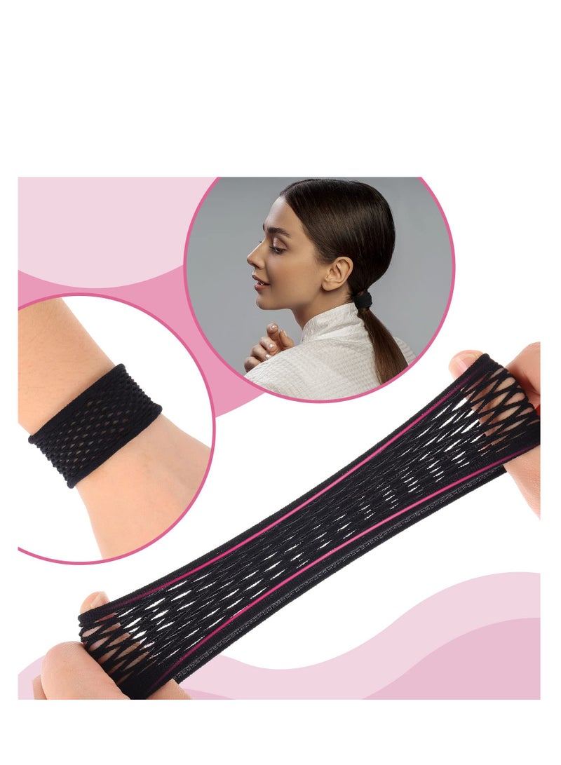 SYOSI 20 قطعة من ربطات الشعر الكبيرة المصنوعة من القطن المطاطي، ربطات شعر سوداء شبكية سميكة مجوفة من القطن المطاطي، ربطات شعر رياضية شبكية للشعر الكثيف والثقيل والمجعد - Image 3