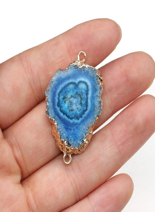 Zotoone Natural Agate Crystal Druzy Connectors Pearl Links Jewelry Connectors Charms Irregular Shape Plated Gold Edge Crystal Agate Stone Pendant DIY for Necklace or Jewelry Making (Mix Style 3pieces - Image 3