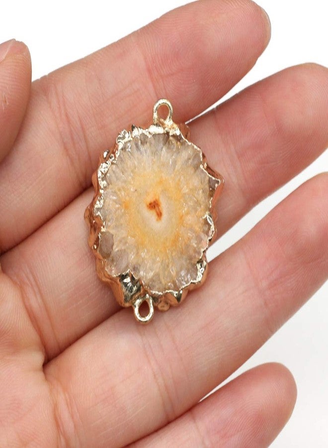 Zotoone Natural Agate Crystal Druzy Connectors Pearl Links Jewelry Connectors Charms Irregular Shape Plated Gold Edge Crystal Agate Stone Pendant DIY for Necklace or Jewelry Making (Mix Style 3pieces - Image 4