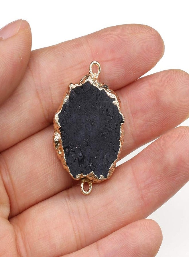 Zotoone Natural Agate Crystal Druzy Connectors Pearl Links Jewelry Connectors Charms Irregular Shape Plated Gold Edge Crystal Agate Stone Pendant DIY for Necklace or Jewelry Making (Mix Style 3pieces - Image 5
