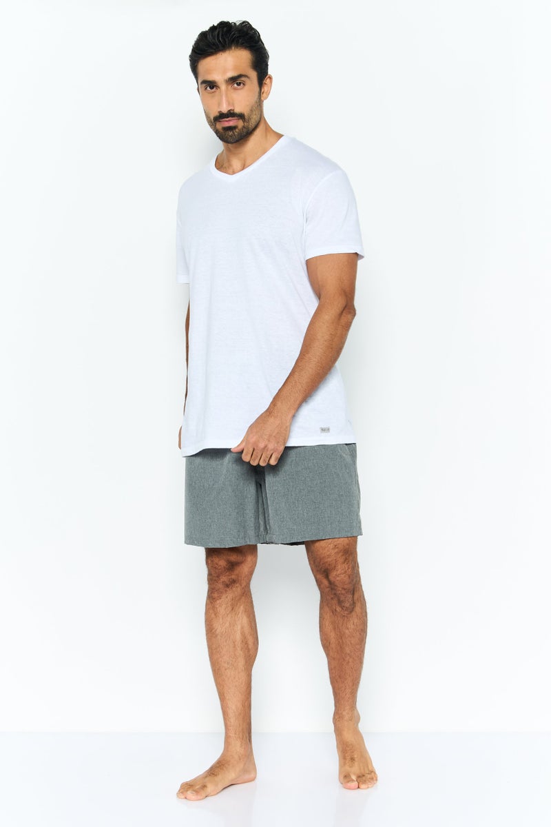 Rainforest Men Brand Logo Drawstring Board Shorts, Grey - Image 3