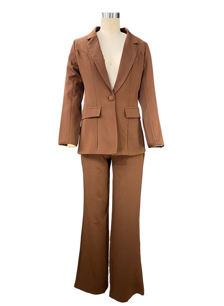 Shougu New Women's Fashion Temperament Long Sleeved Suit Straight Leg Pants Set  - Image 1