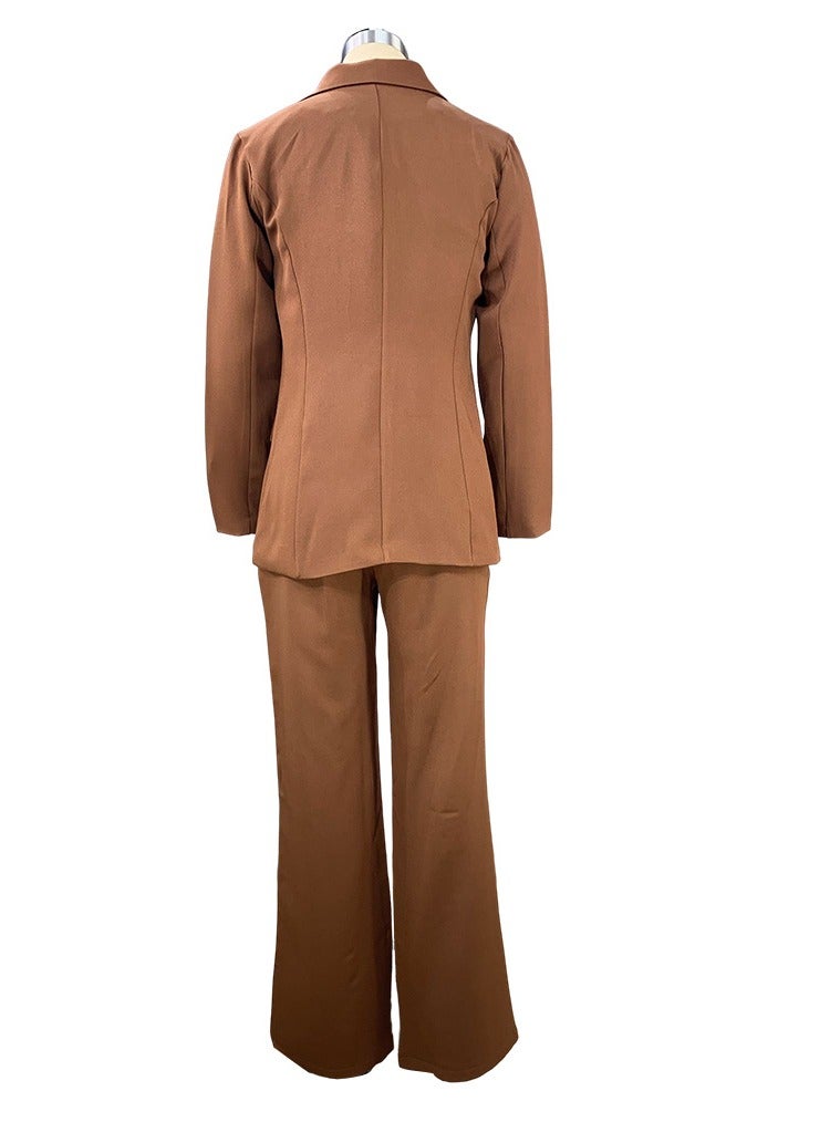 Shougu New Women's Fashion Temperament Long Sleeved Suit Straight Leg Pants Set  - Image 3
