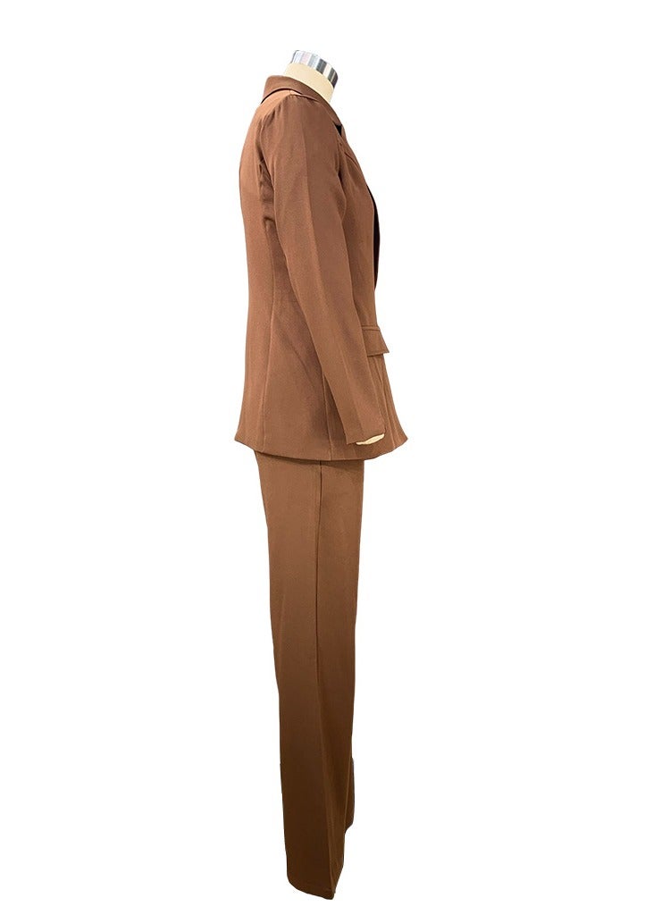 Shougu New Women's Fashion Temperament Long Sleeved Suit Straight Leg Pants Set  - Image 4