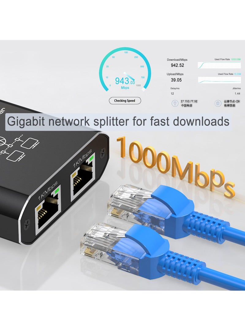 SYOSI RJ45 Network Splitter Adapter, Ethernet Cable Splitter, 1 to 3 Internet Splitter 1000Mbps High Speed LAN Network Splitter, 3 Devices Simultaneous Networking, for Cat5/5e/6/7/8 - Image 3
