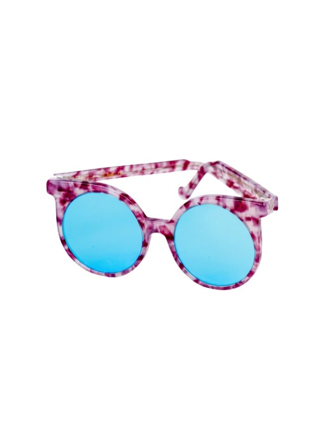 ليا نظارة شمسية Catbrows للحماية من الأشعة فوق البنفسجية من ليا، نظارة شمسية عصرية كبيرة الحجم على شكل نصف دائرة، إطار أرجواني مع عدسة زرقاء، مقاس 51*17*145 - Image 2