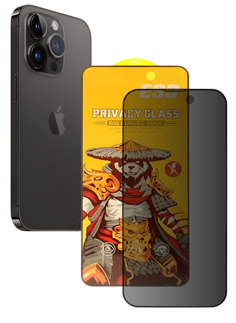 ESD Tempered Dustproof Privacy Glass Screen Protector Compatible For iPhone 14 Pro - Image 1