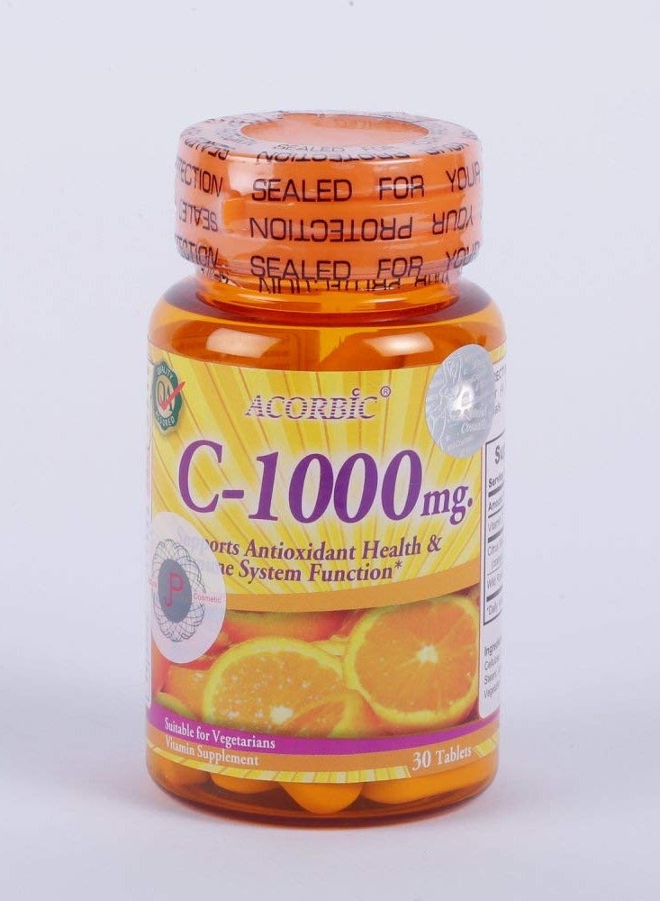 أكوربيك سي - مكمل فيتامين سي 1000 مجم، 30 كبسولة، عبوة من 3 قطع