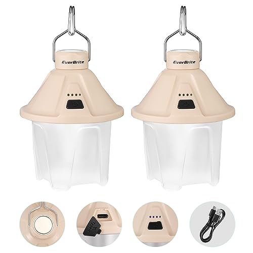 EverBrite 2 Pack Rechargeable Camping Lantern 450LM LED Camping Light with 5 Modes Magnetic Base Hanging Hook USBC Fast Charging Portable Tent Light for Camping Emergency Power Outage Hiking - Image 1