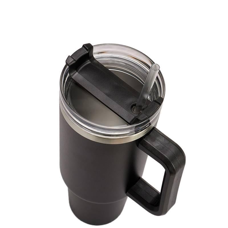 1200 ml Stainless Steel Coffee Mug with Straw Top - Image 4