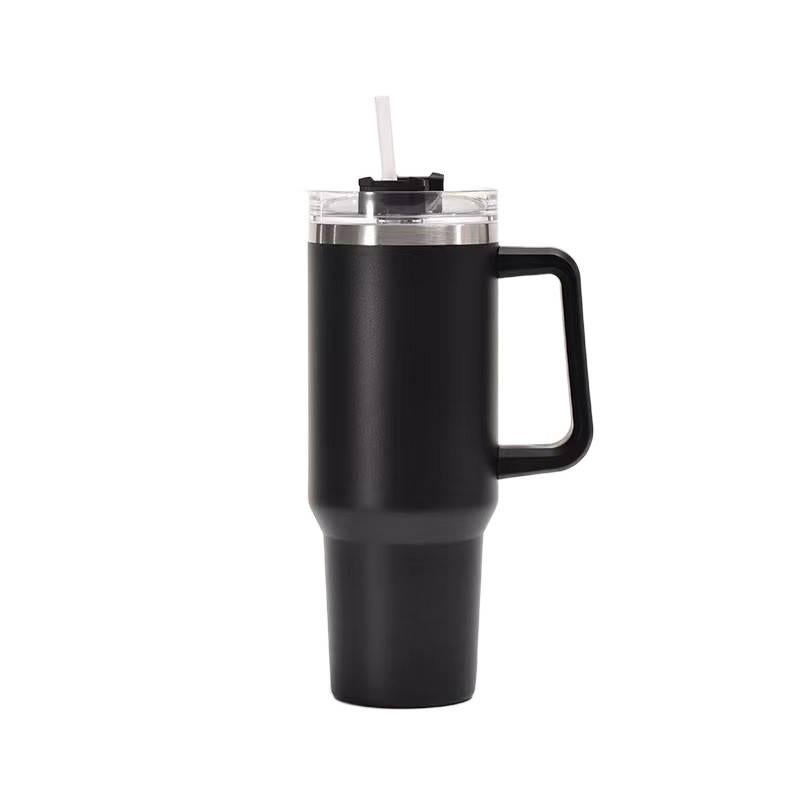 1200 ml Stainless Steel Coffee Mug with Straw Top - Image 1